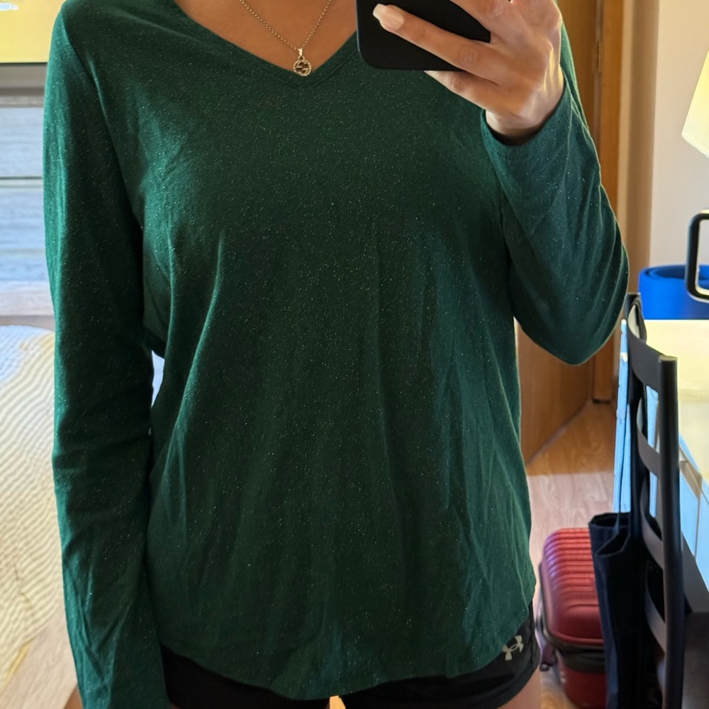 Small Sonoma Green Sparkly Long Sleeve Shirt